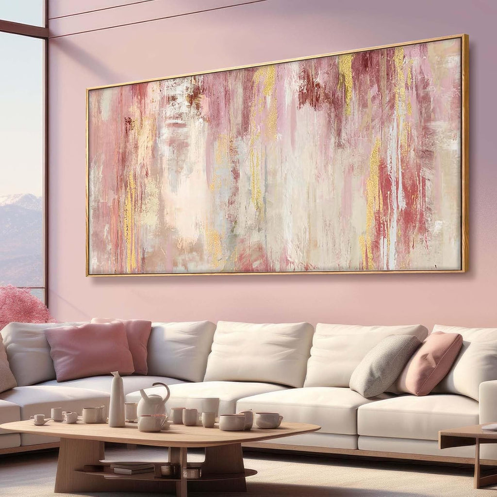 Extra Large Canvas Art Framed Wall Art for Living Room Decor Pink Pictures for Wall Abstract Modern Artwork 36”x70”