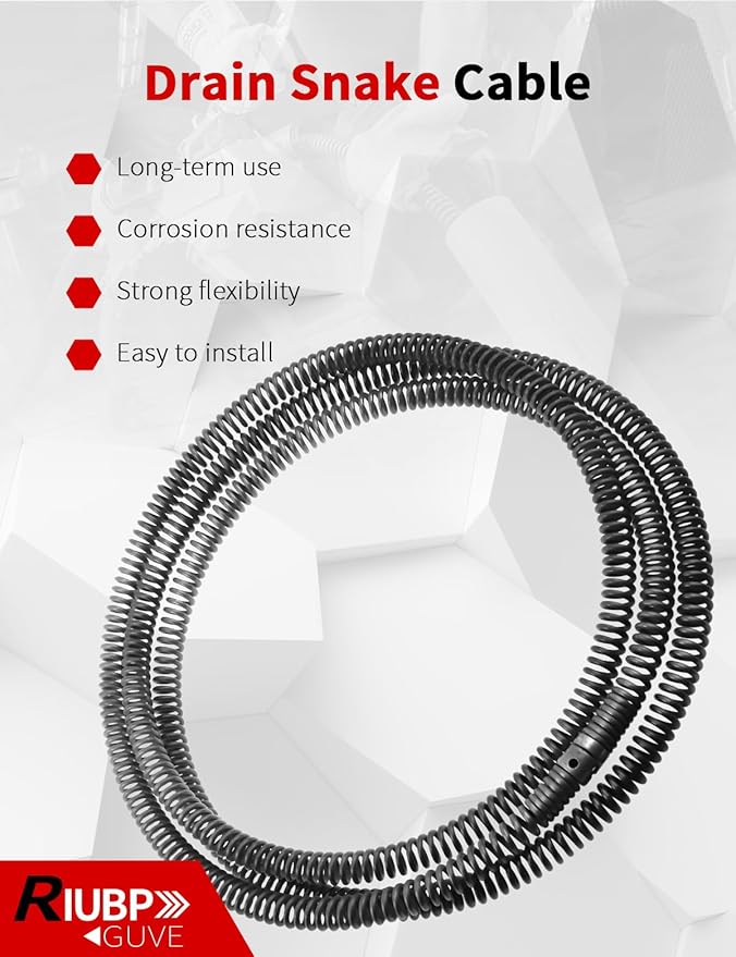 Drainage Snake Cable 8-1/5 Feet Long And 5/8 Inch Diameter Fit for Ridgid Segmentation Machine Replace 62270 Drain/Pipe Cleaning