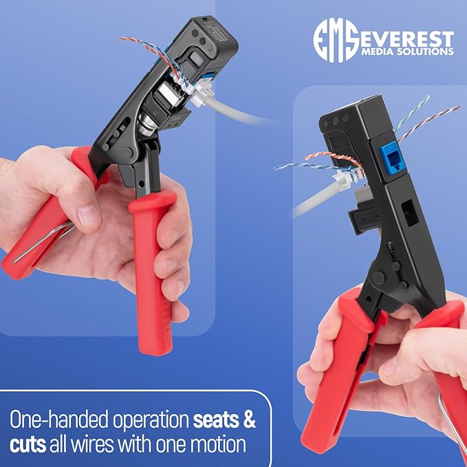 Everest 45Term - 45° Angled Speed Termination Keystone Tool - Time Saver Network Punch Down Tool - To Be Used ONLY with Everest 45° Angled RJ45 Cat5e, Cat6a and Cat6 Keystone Jacks (B0BCHJPRY4)