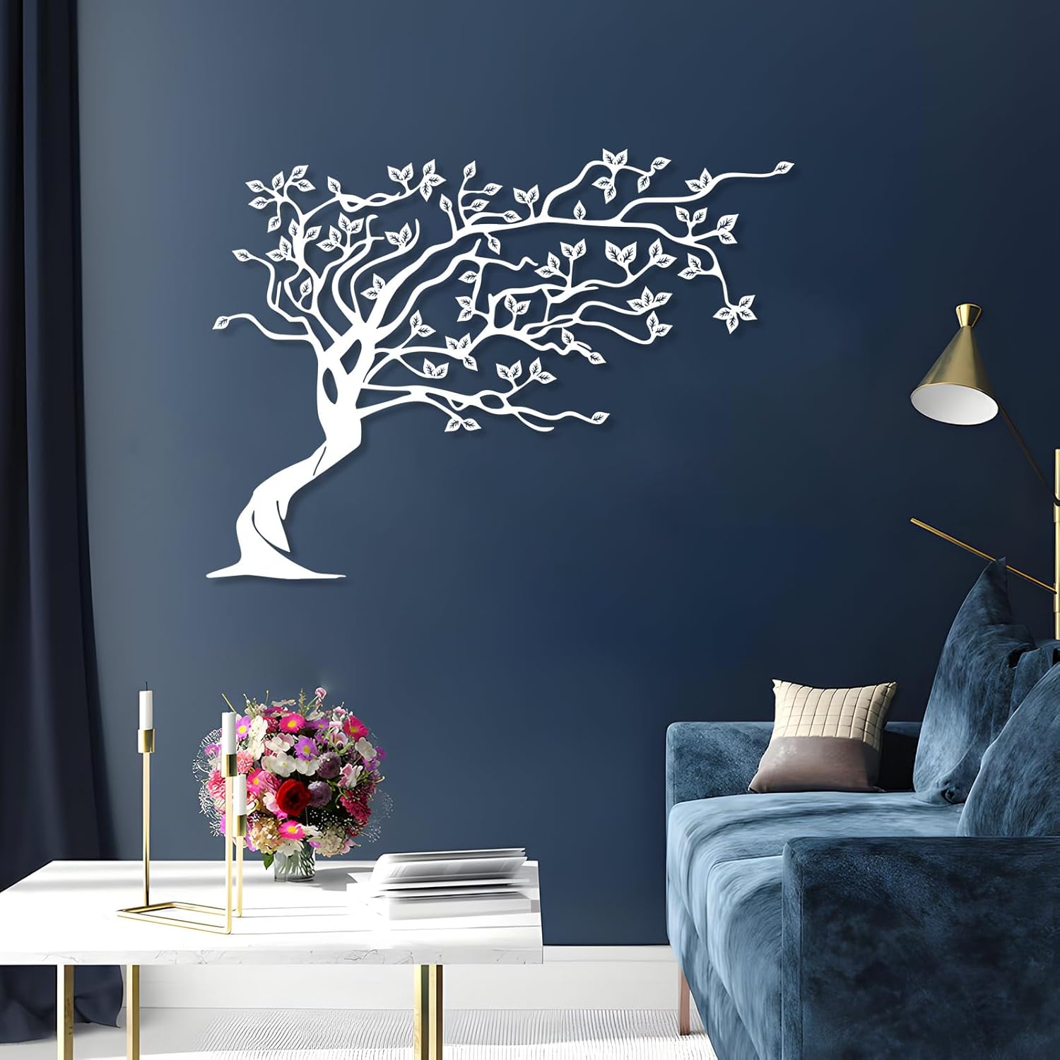 Tree of Life Metal Wall Art - Farmhouse Decor for Living Room (Black, 54"x39" | 136x100cm)