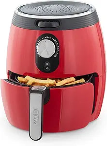 Dash Deluxe Electric Air Fryer + Oven Cooker with Temperature Control, Non-stick Fry Basket, Recipe Guide + Auto Shut off Feature, 1200-Watt, 3 Quart - Red