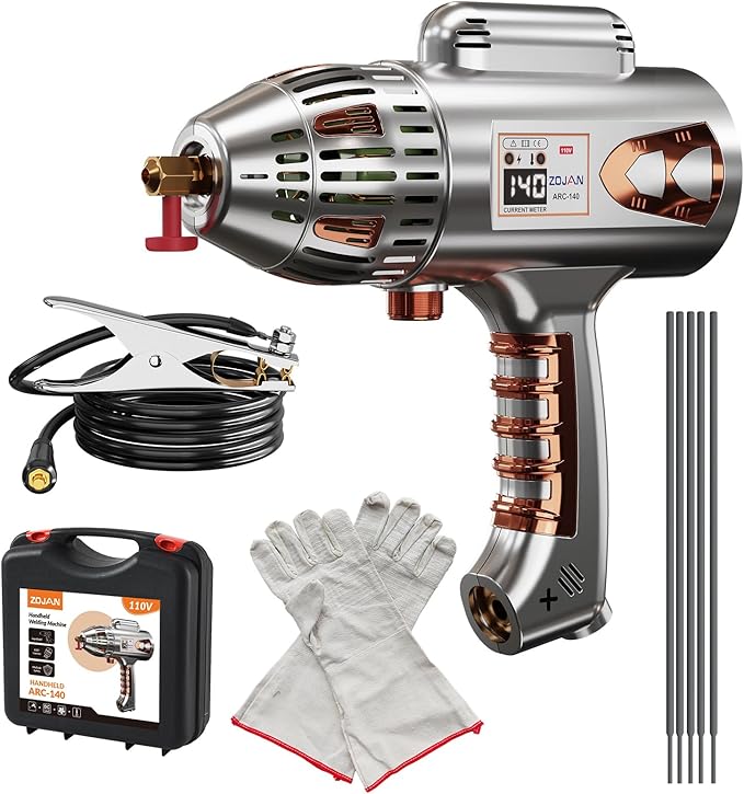 Handheld ARC Stick Welder 140A 110V,lightweight Portable inverter handheld welder Gun capable of DC Stick and ideal for beginners. Arc force and Anti-Stick With Welding Tools