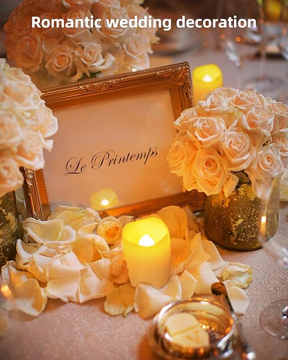 SHYMERY Flameless Votive Candles,Flameless Flickering Electric Fake Candle,24 Pack 200+Hour Battery Operated LED Tea Lights in Warm White for Wedding, Table, Halloween,Christmas Decorations 1.5"X1.7"