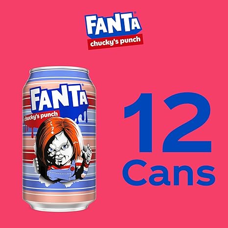 Fanta Fruit Punch Caffeine Free Soda Soft Drink, Chucky's Punch Halloween Edition, 12 fl. oz. cans, 12 pack