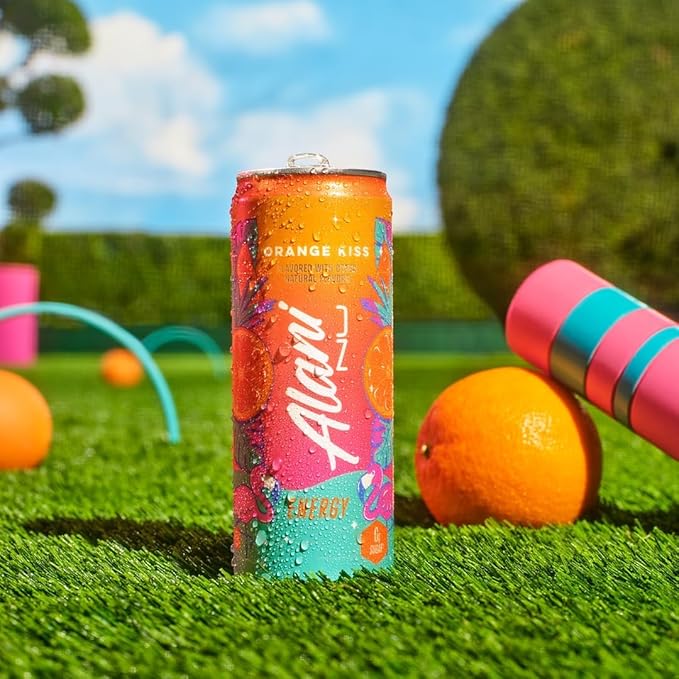 Alani Nu ORANGE KISS Ice Sugar Free, Low Calorie Energy Drinks | 200mg Caffeine | Antioxidants | Biotin, B Vitamins | Zero Sugar | 15 Calories or Less | 12 Oz Cans | 24 Count