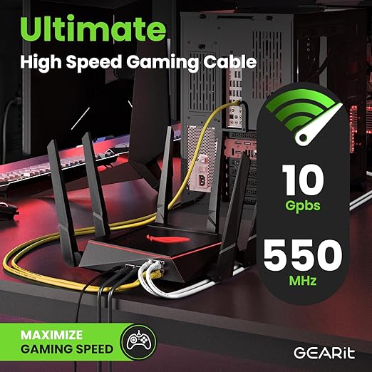 GearIT Cat 6 Ethernet Cable (24-Pack 2 Feet) Cat6 Network Patch, 10Gbps, RJ45, Snagless Cord, Gold-Plated Connectors, Internet for PC, TV, Tablet, Router, Printer, Servers, IT Data Center - Yellow