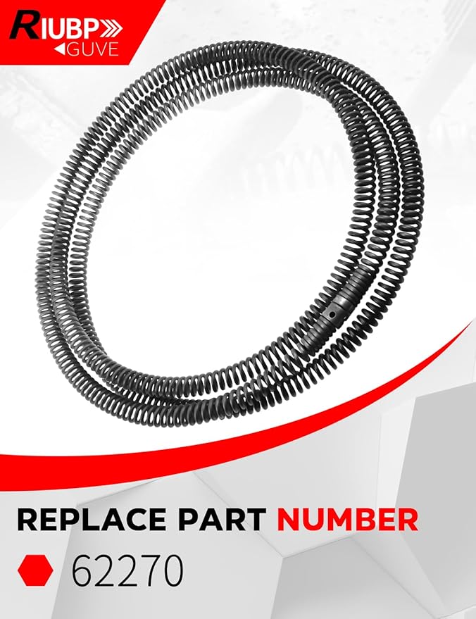 Drainage Snake Cable 8-1/5 Feet Long And 5/8 Inch Diameter Fit for Ridgid Segmentation Machine Replace 62270 Drain/Pipe Cleaning
