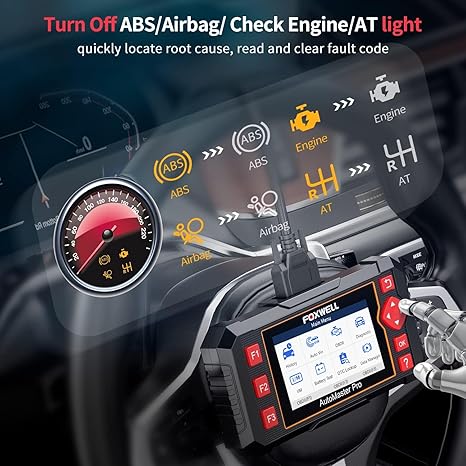 FOXWELL Car Scanner NT604 Elite OBD2 Scanner ABS SRS Transmission, Check Engine Code Reader for Cars and Trucks, Diagnostic Scan Tool with SRS Airbag, Automotive Diagnostic Tool with Live Data