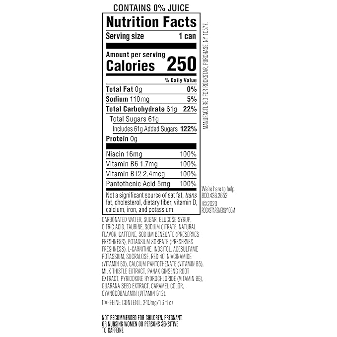 Rockstar Punched Energy Drink, Fruit Punch, 16 Fl Oz (Pack of 12) (Packaging May Vary)