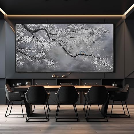 Nature Wall Decor Flowers White Pictures Art Bird Artwork Botanical Wall Art 29x58 Inch Hanging Art Wall Decorations for Office Bedroom