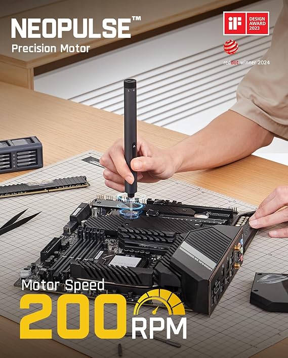 Fanttik E1 Max Electric Screwdriver, Mini Precision Screwdriver Set, 50 Magnetic Bits, Magnetic Storage, 5/32‘’Hex, Repair Tool Kit for Electronics Phone Camera Laptop Watch (Grey)