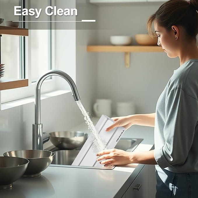 Large Stone Dish Drying Mat for Kitchen Counter, 24"×16", Foldable Quick Dry Stone Mat for Kitchen Sink, Non Slip Quick Drying Diatomaceous Earth For Any Countertop