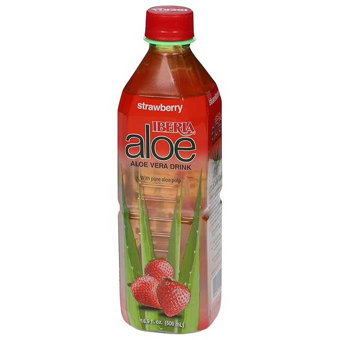 Iberia Aloe Vera Juice Drink, Strawberry, 16.9 Fl Oz (Pack of 24)