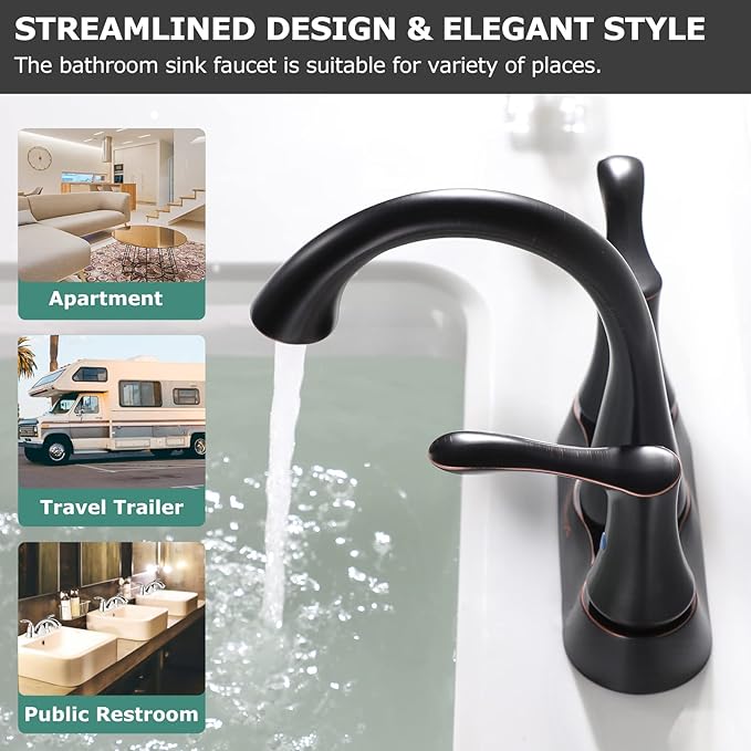 PARLOS 2-Handle Bathroom Sink Faucet with Metal Drain Assembly and Water Supply Hose, Oil Rubbed Bronze, Demeter 13626