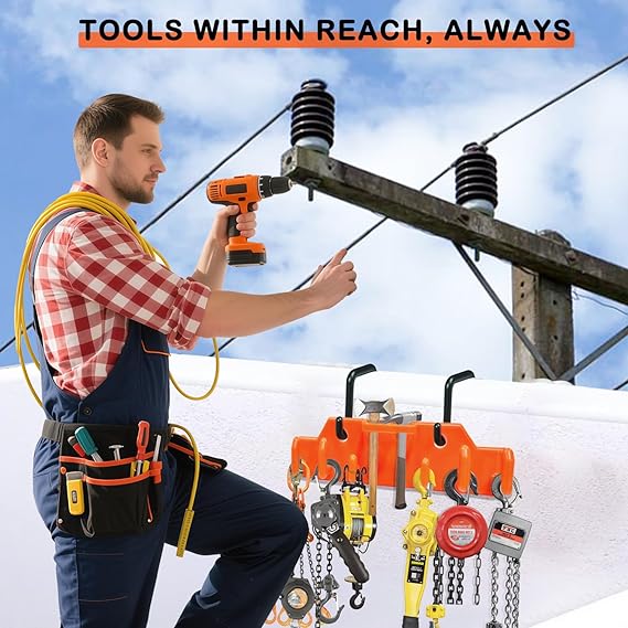 Lineman Tool Board, Bucket Truck Hook Organizer, Bucket Truck Accessories for Lineman, Including Four Hook for Aerial Baskets(Two 3” and Two 2”)
