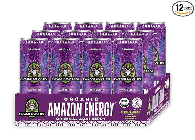 Sambazon Organic Amazon Energy Drink, Original Acai Berry, 12 Ounce (Pack of 12)