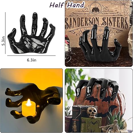 DAZONGE Halloween Decorations, Pack of 3 Wall Mounted Creepy Reaching Hands with Lighted Candles, Life-Sized Horror Hands for Gothic Wall Decorations, Scary Halloween Decorations Indoor