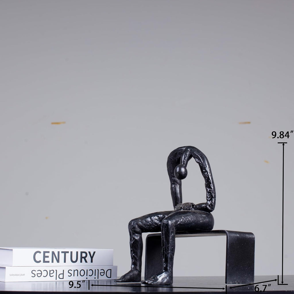 9.8'' Bronze Melancholy Sculpture, Modern Abstract Emptiness Statue& Think of Grief Sculpture Masterpiece Reproduction Brass Art Boutique for Home Office Decor and Special