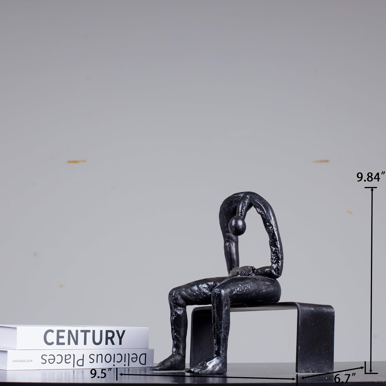 9.8'' Bronze Melancholy Sculpture, Modern Abstract Emptiness Statue& Think of Grief Sculpture Masterpiece Reproduction Brass Art Boutique for Home Office Decor and Special