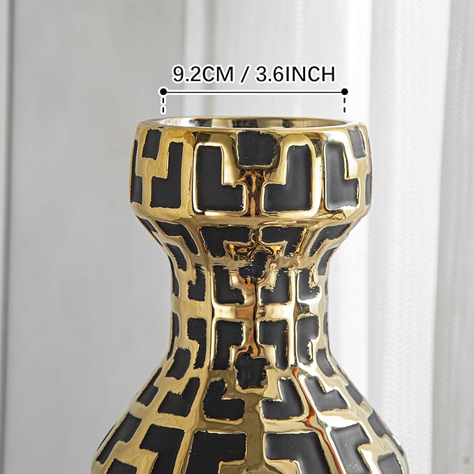 Black with Golden Vase for Modern Home Decoration, 24.4 inch Tall Floor Vases for Home Decor, Ceramic vases for décor, Suitable for Living Room Decor, Bathroom Decor and Office Décor