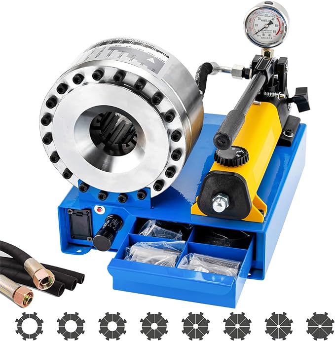 Hydraulic Hose Crimper with 8 Sets of Dies High Pressure Hose Crimping Handheld Hydraulic Hose Crimping Tool