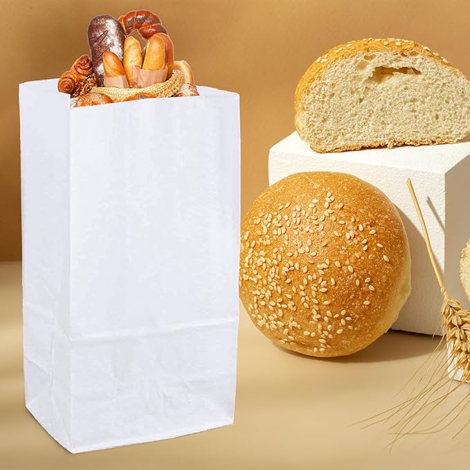 8lb White Paper Bags - Lunch, Craft & Grocery Bags - Pack of 500
