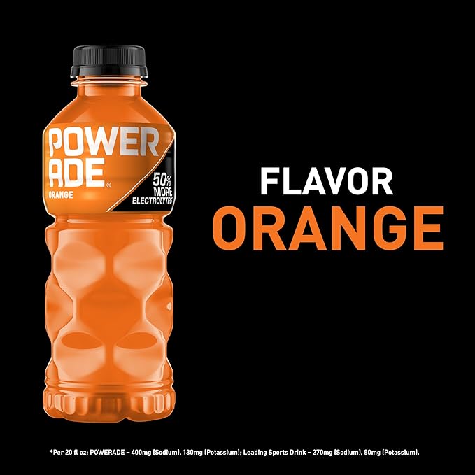 POWERADE Sports Drink Orange, 20 Ounce (Pack of 24)