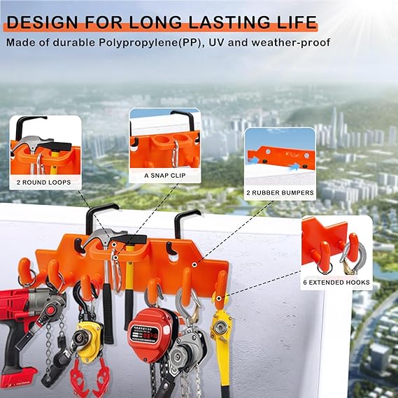 Lineman Tool Board, Bucket Truck Hook Organizer, Bucket Truck Accessories for Lineman, Including Four Hook for Aerial Baskets(Two 3” and Two 2”)