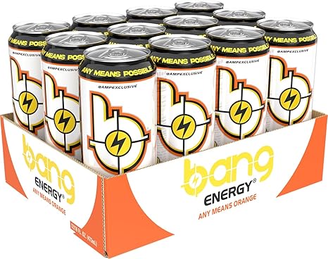 Bang Energy Any Means Orange, Zero Sugar Energy Drink, 16-Ounce (Pack of 12)