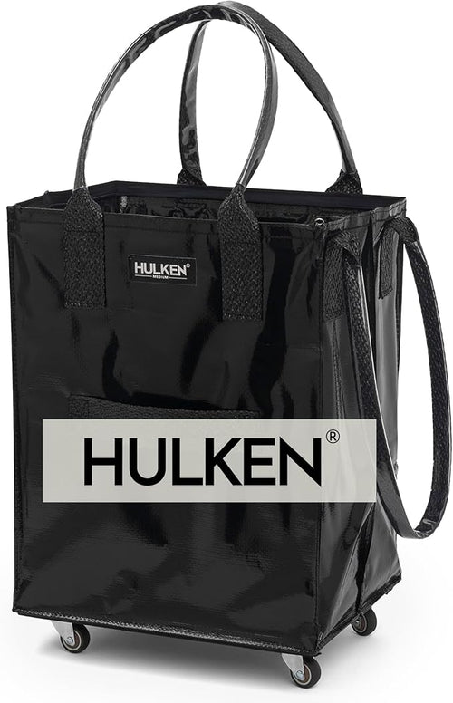 (Medium, Black) Reusable Grocery Bag On Wheels, Shopping Trolley, Rolling Tote, Zipper Closure, Lightweight, Carries Up to 66 lb, Folds Flat, Unbreakable Handles