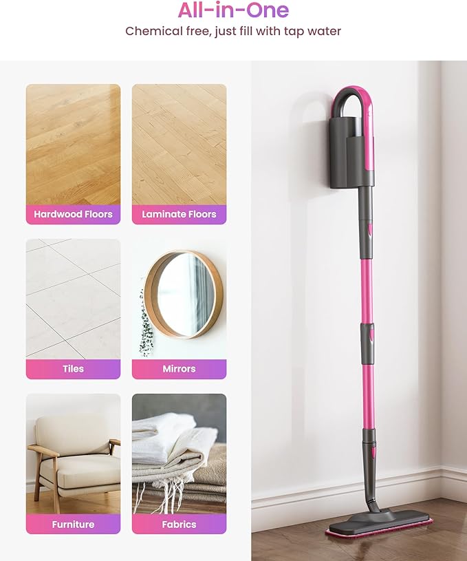 Schenley 19-in-1 Steam Mop Dual-Rod Design with Detachable Handheld Steamer for Walls, Grouts, Hard Floors, Tiles, includes Multi-purpose Accessories and Washable Microfiber Pads