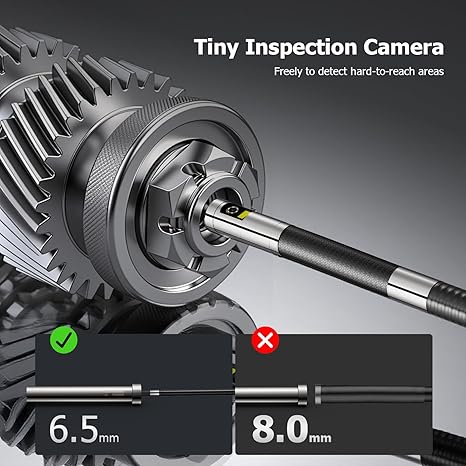 Dual Lens Articulating Borescope NIDAGE Two-Way Endoscope Camera with Light Articulated Probe, 0.25in Engine Inspection Camera Waterproof Fiber Optic Scope Cam Tool for Automotive Wall Mechanics 5.3FT