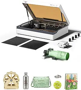 WECREAT Vista 10W Laser Engraving Machine with 9-in 1 Rotary, Smart HD Camera, Compact Diode Desktop Laser Engraver for Beginners DIY Hobbyist Wood Leather Glass Metal Jewelry Gifts Making