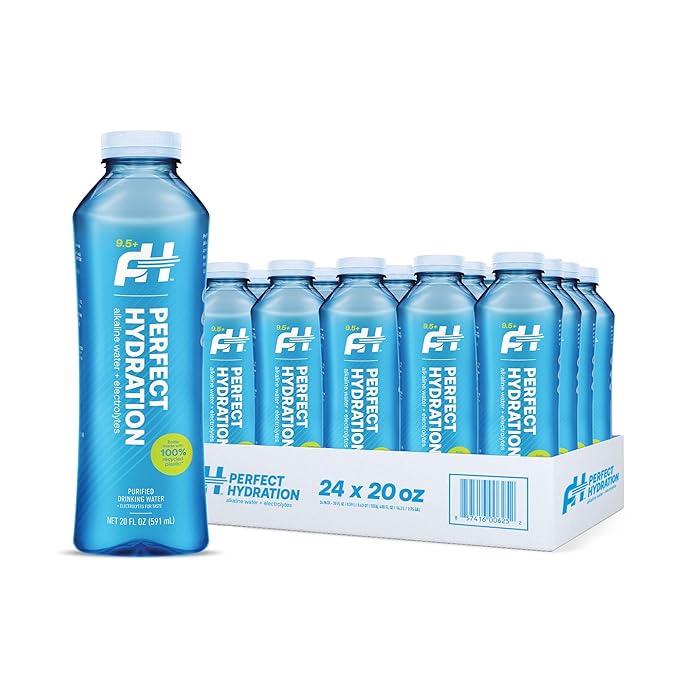 Perfect Hydration 9.5+ pH Alkaline Drinking Water, 20-Ounce Bottle, Made in the USA, Case of 24