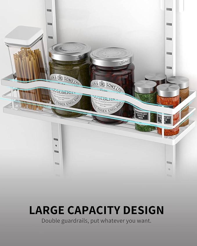 Moforoco White 9-Tier Over The Door Pantry Organizer, Pantry Organization And Storage, Metal Hanging Spice Rack Shelves Door, Home & Kitchen Essentials, Laundry Room Bathroom Organization