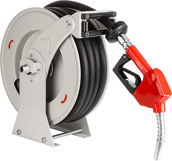 Diesel Fuel Hose Reel Retractable 3/4" x 50' Explosion-Proof 300 PSI Industrial Heavy Duty, Fuel Hose Reel Steel Construction Reel for Vehicle Tank Truck Trailer Ship Aircraft Farmyard