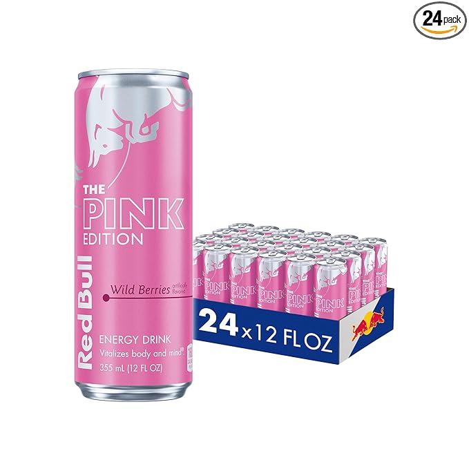 Red Bull Wild Berries, Pink Edition, with 114 mg Caffeine plus Taurine & B Vitamins, 12 Fl Oz, Pack of 24 Cans