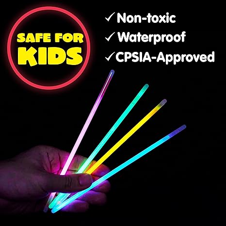 JOYIN 144 Pcs 8" Glowsticks, Halloween Supplies Pack, Bracelets Necklaces, Glow in the Dark Party Favors, Easter, Christmas, Football Party Supplies