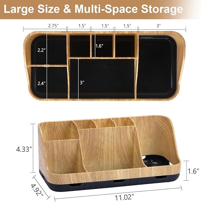 Bathroom Organizers and Storage - Detachable 7 Slots Kids Electric Toothbrush and Toothpaste Holde Drainage for Bathroom Accessories Organization Counter Vanity Storage, Wood