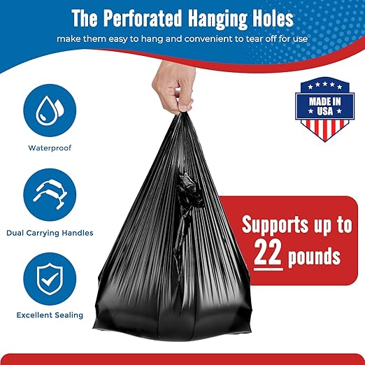 Fuxury 1000 Count Black Plastic Grocery Bags 12" x 6.5" x 21", T-shirt, Trash, Take Out, Restaurants,To Go, Retail Shopping Bags in Bulk for Small Business (Made in USA)