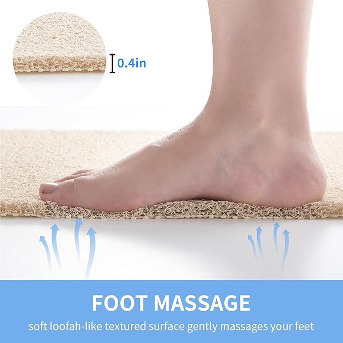 Non Slip Bathtub Mat, Anti Slip Shower Mat, Fast Drying Bath Tub Mats, Foot Scrubber Mat, Anti Slip Mat for Tub, Floor,Bathroom, Home, Kitchen, Hotel (Beige 24x16 Inch)