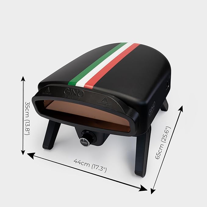 Gino D'Acampo 14" Gas Fired Pizza Oven - Modena with Built-In Thermometer, Pizza Stone, and Stainless Steel Construction
