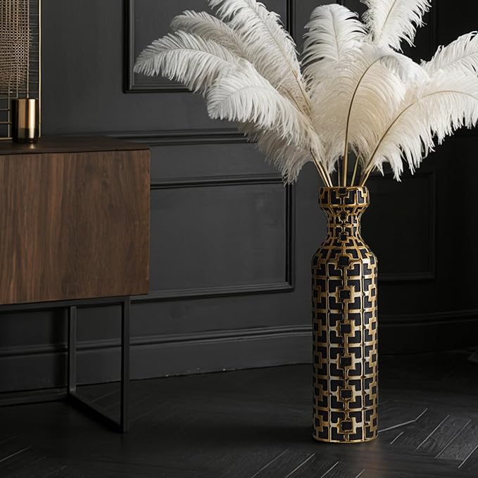 Black with Golden Vase for Modern Home Decoration, 24.4 inch Tall Floor Vases for Home Decor, Ceramic vases for décor, Suitable for Living Room Decor, Bathroom Decor and Office Décor