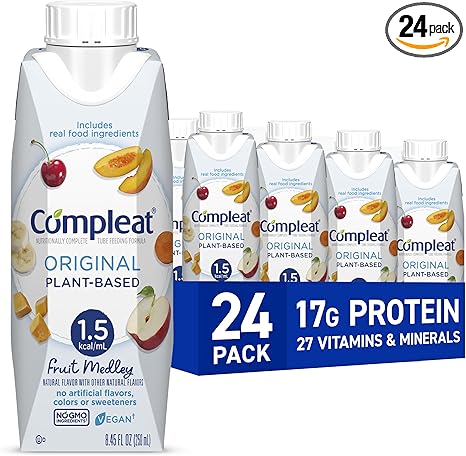 Compleat Original 1.5mL,Plant-Based Nutritionally Complete Tube Feeding Formula, Fruit Medley Flavor, 24 Pack