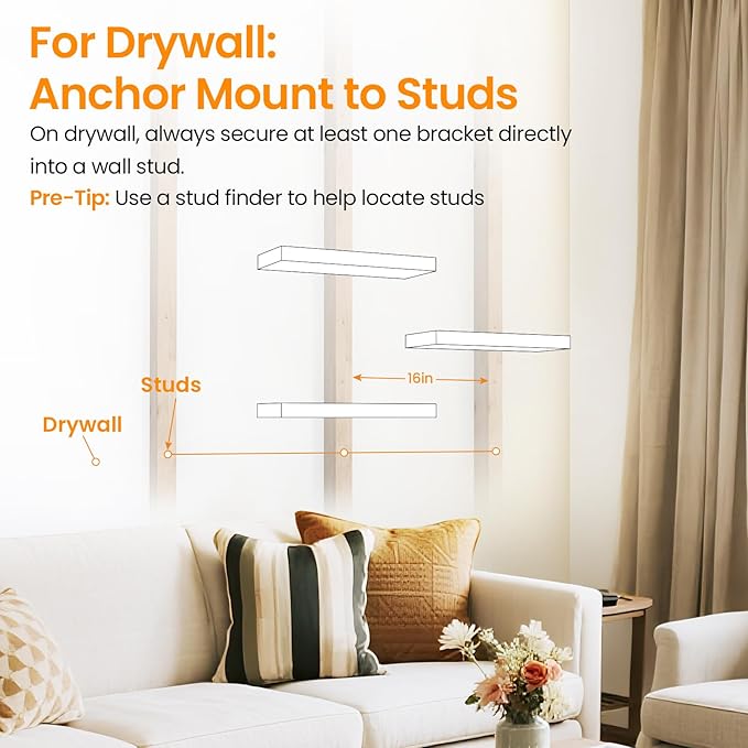 BAYKA Floating Shelves for Wall, Wall Mounted Rustic Wood Shelves for Bathroom, Bedroom, Living Room, Kitchen, Hanging Shelf for Books/Storage/Room Decor with 22lbs Capacity (Black, Set of 3, 15.7in)