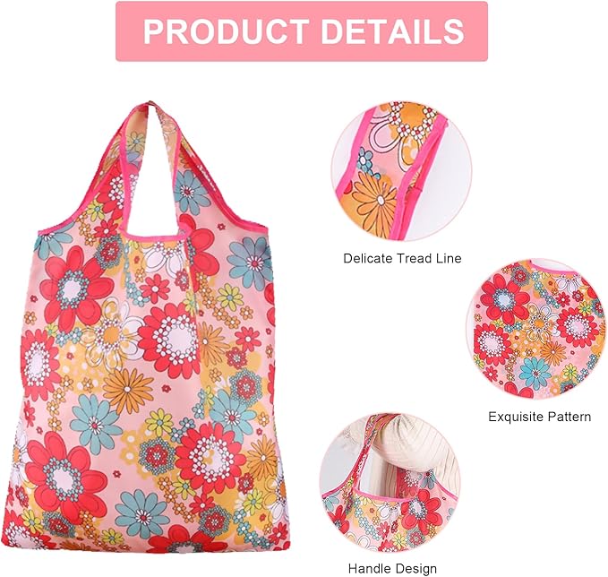 35 Pack Reusable Floral Grocery Bags Foldable Grocery Bags Machine Washable Bags Grocery Bag Reusable Shopping Bag Waterproof Reusable Groceries Bag Packable Shopping Bag for Shopping