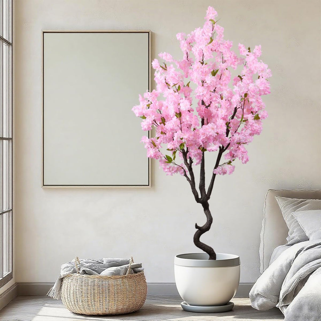 7FT Artificial Cherry Blossom Tree Beautiful Sakura Flower Tree Indoor Faux Pink Tree for Home Office Decor