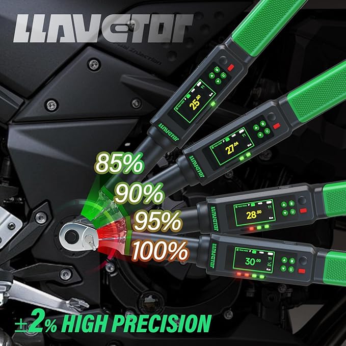Digital Torque Wrench, 1/2 Torque Wrench, 7.38-147.5 Ft-lbs/10-200 N.m, ±2％ ACCURACY with Buzzer & LED Indicator for Automotive Motorcycle & Bicycle