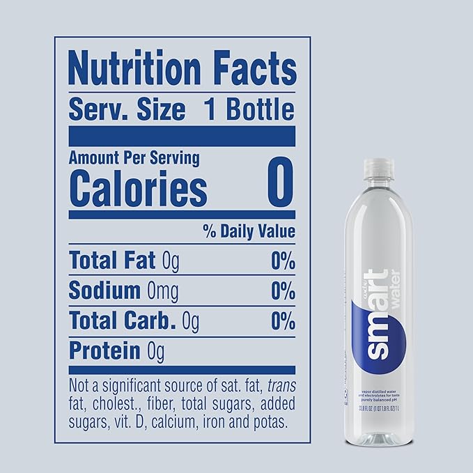 Smartwater Packaged Drinking Water, 33.8 Fl Oz (pack of 6)
