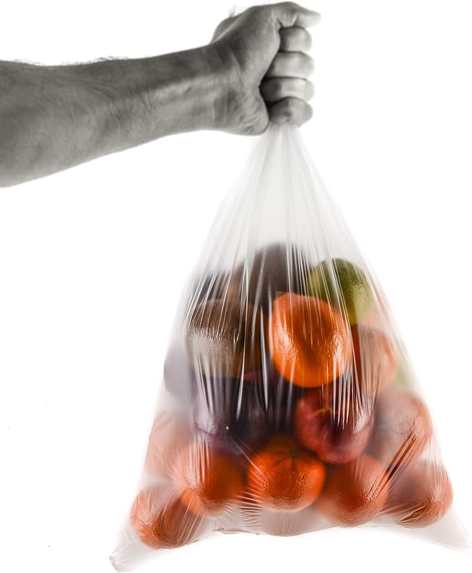 EcoQuality 10x15 Plastic Produce Bags on a Roll - 500 Bags/Roll, Clear Plastic Bags for Vegetables, Fruits, Bread, Pet Waste, Grocery Bags (16)